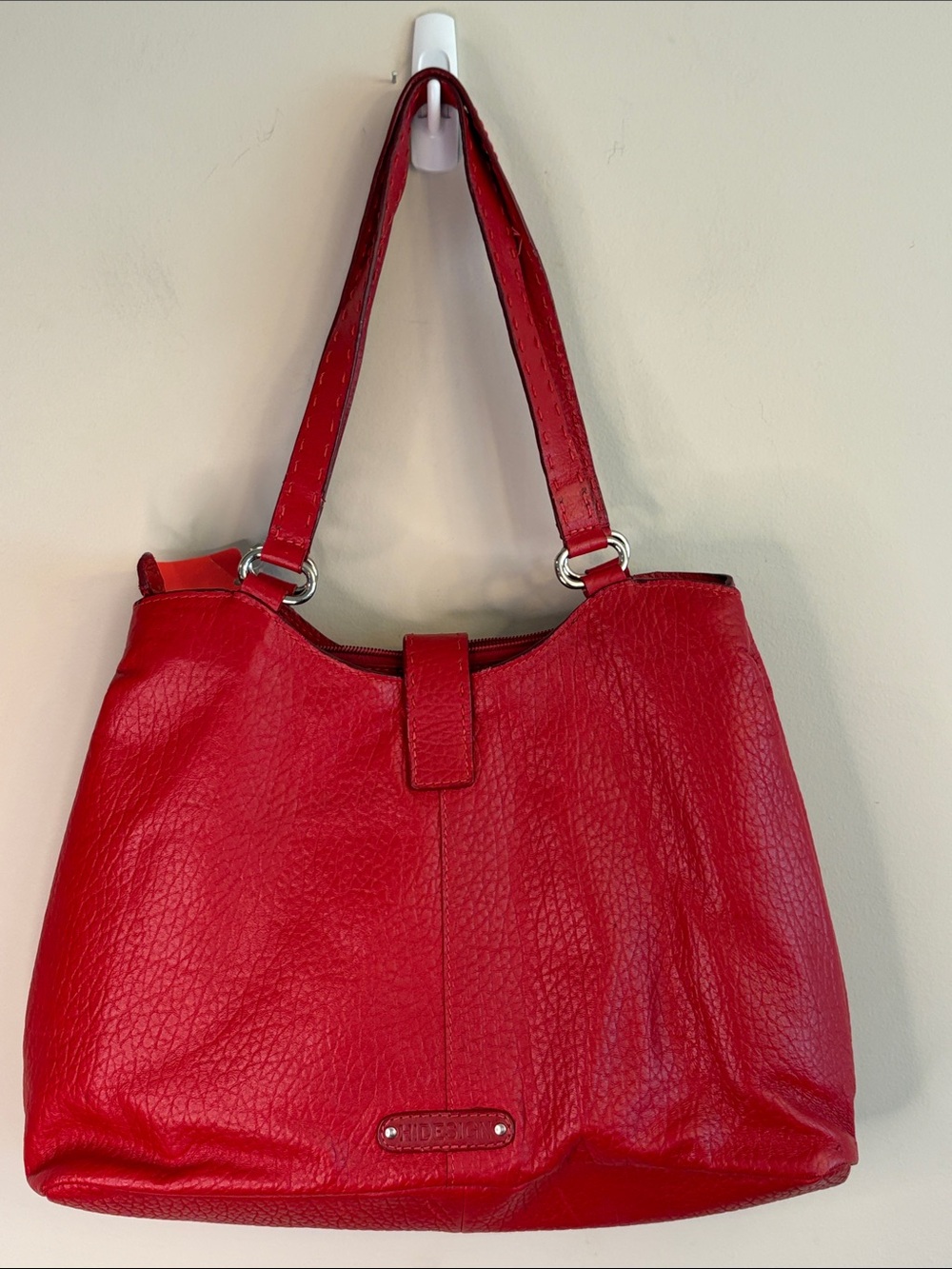 HIDESIGN Hand crafted in India Classic Red Leather Shoulder Bag Multi Pocket